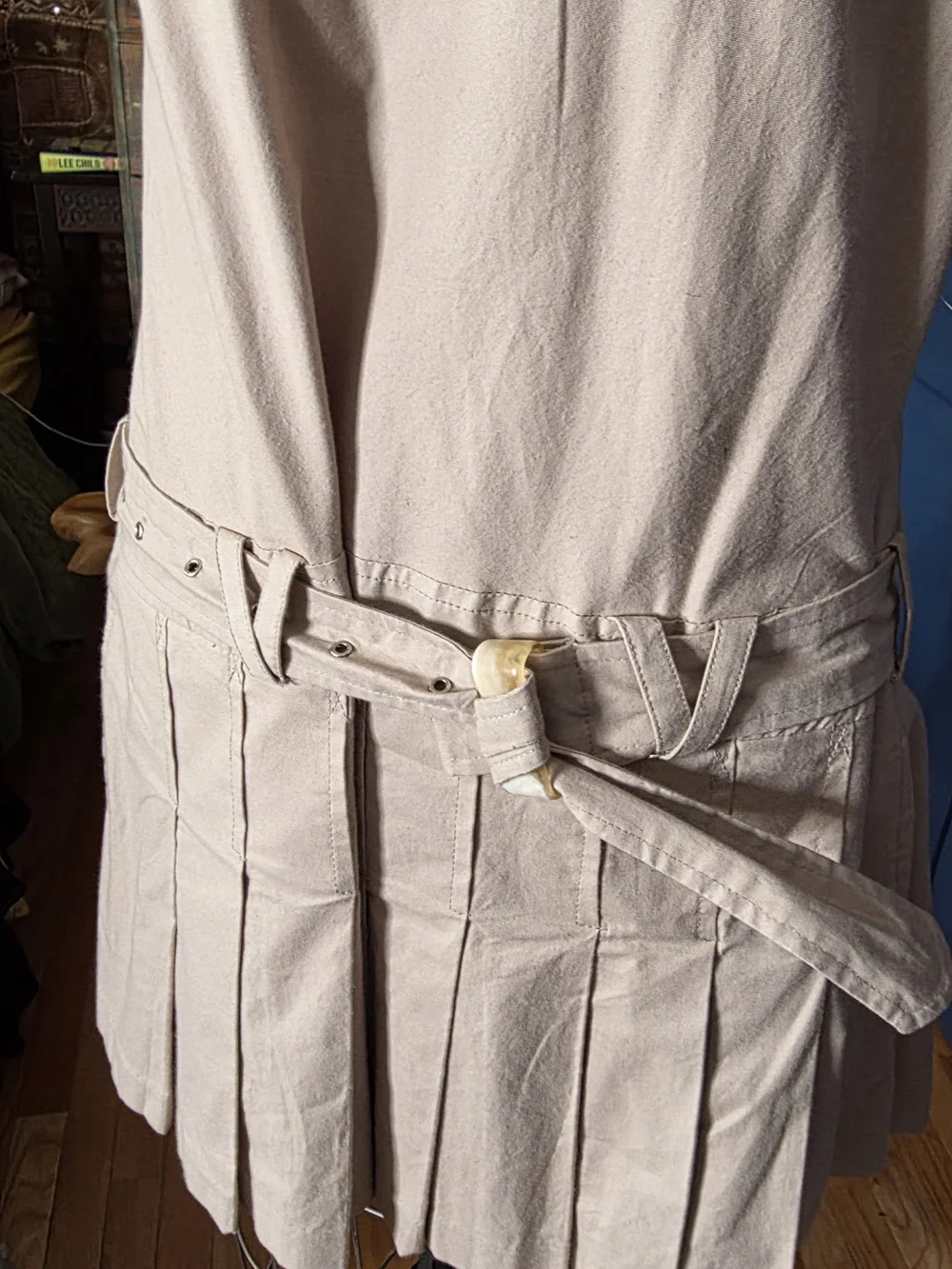 Free People Girls Cream Pleated Dress with Tie Belt